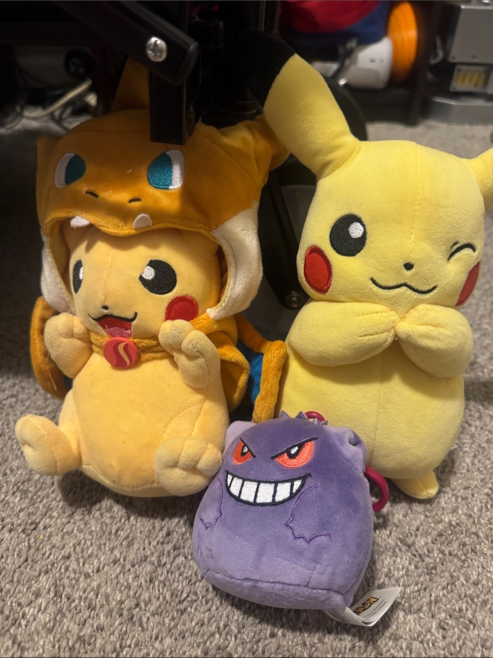 Pikachu Plush Toy - Yellow Pokémon Pikachu Plush and Gengar keychain (Set of 3)
